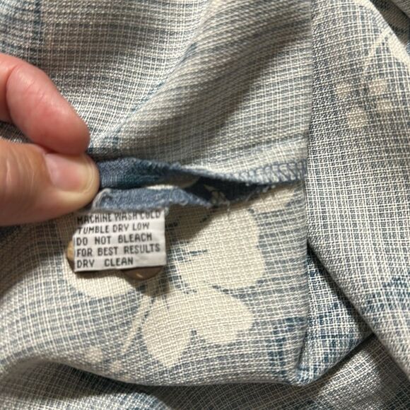 Tommy Bahama XL Vintage Blue White Hawaiian Floral Short Sleeve Casual Shirt - Picture 10 of 11